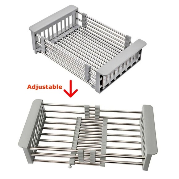 Adjustable Drying Rack Over The Sink Stainless Steel 11.5" - 18.75" Wide New - Picture 7 of 13